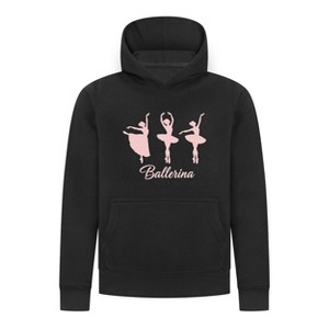 Everyday Kids Ballerina Girls Pullover Hoodie – Pink Dancer Silhouette Ballet Sweatshirt - 1 of 4