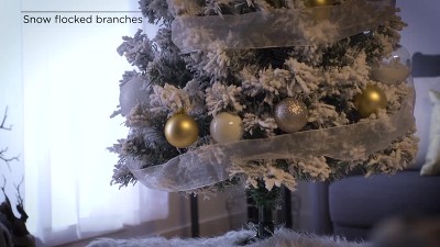 6ft Snow Flocked Slim Artificial Christmas Tree with Metal Stand