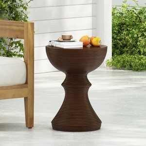 Wooakway Concrete Outdoor Side Table with Hourglass Design, Weather-Resistant Accent for Patio, Garden, or Balcony - 1 of 4