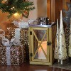 Northlight 13.5" Rustic Wood and Stainless Steel Lantern with LED Flameless Pillar Candle with Timer - 4 of 4