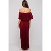 Pinkblush Burgundy Pleated Ruffle Off Shoulder Maternity Maxi Dress - 3 of 3