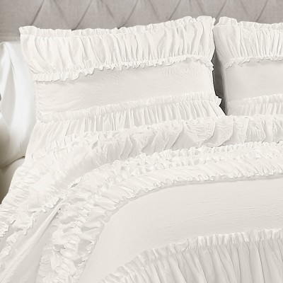 Lush Decor Full/Queen Nova Ruffle Comforter Set White - Lush Décor: Traditional Shabby Chic, 3-Piece Midweight Bedding, Solid Pattern — фото 3