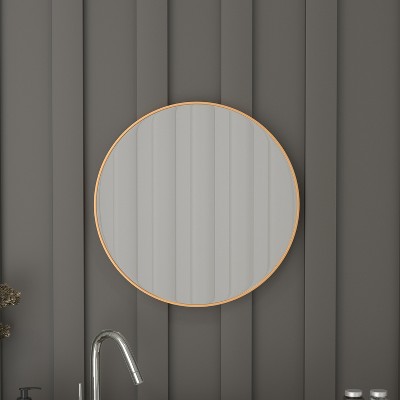 20" Round Gold Aluminum Framed Accent Mirror