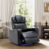 PU Leather Power Recliner with Bluetooth Speaker, LED Lights, USB Ports, Cooling Cup Holder and Swivel Tray for Home Theater Seating - 2 of 4