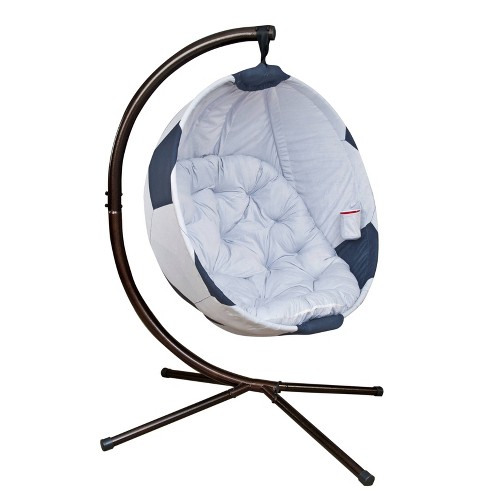 soccer ball hanging patio lounge chair with stand | Gifts for soccer fans