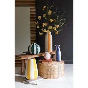 Ceramic Striped Vase Set of 5 – 15" Tall Multicolor Decorative Pieces by Kalalou - 1 of 4
