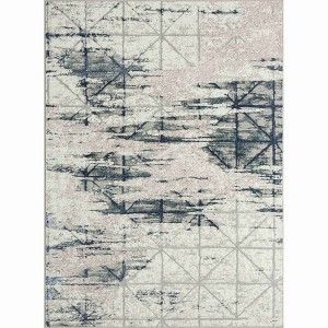 2' X 3' Blue and Gray Abstract Area Rug - 1 of 4