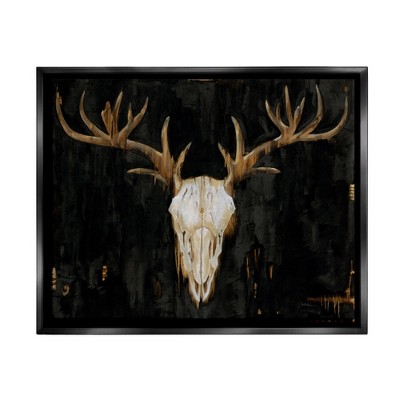 Stupell Industries Deer Antlers Skull Dark RusticFloater Canvas Wall Art
