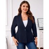 Women Plus Size Blazer Peplum V-Neck Cardigan Long Sleeve Button Open Front Jacket - 2 of 4