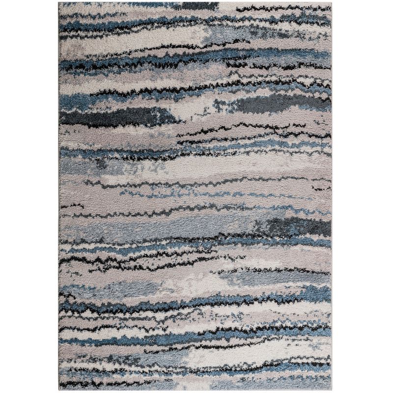 LIVN CO. Watercolor Abstract Stripes Woven Cozy Shag Area Rug, 1 of 10