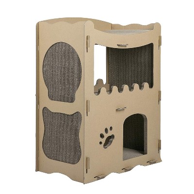 Petique Feline Penthouse Cat House Sustainable Non Toxic Recycled Cardboard Cat and Kitten Play Home Pet Furniture and Relaxation Scratching Boards