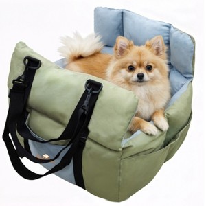 BingoPaw Portable Dog Car Seat Bed Booster Pet Travel Carrier Bed with Safety Belt & Storage Pocket & Shoulder Strap for Small Puppy up to 22 lbs - 1 of 4