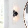 Dewdrop Industrial Mirror Light, 2-Light Matte Black Metal Frame with Clear Glass Shades, 21.06in Reversible, ETL Certified Vanity Wall Lighting - 2 of 4
