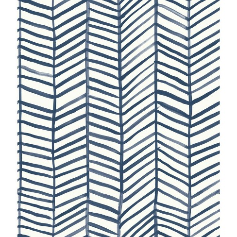 RoomMates Cat Coquillette Herringbone Peel and Stick Wallpaper Navy: Removable Vinyl, Self-Adhesive, 28 Sq Ft Coverage - image 1 of 4