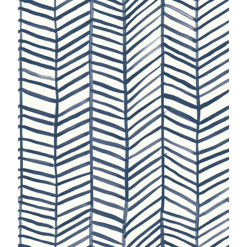 Photos - Wallpaper Roommates Cat Coquillette Herringbone Peel and Stick  Navy 