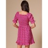 Allegra K Women's Square Neck Puff Sleeve Smocked Floral Ruffled Hem Dress - 4 of 4