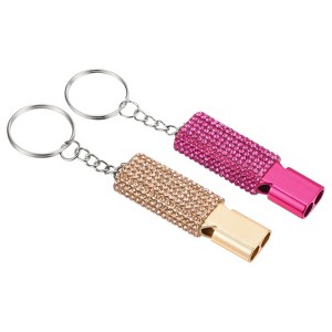 Unique Bargains Outdoor Camping Hiking Fishing Rescue Signaling Alloy Keychain Whistles 2 Pcs - 1 of 3