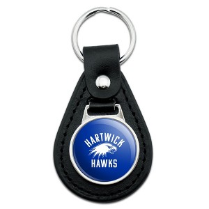 Hartwick College Hawks Logo Black Leather Keychain - 1 of 4