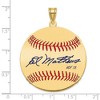 Black Bow Jewelry 14K Gold Plated Eddie Mathews Signature LG Enamel Baseball Pendant - 4 of 4