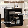 Dyonery End Table with Charging Station,24 Inch Farmhouse Sofa Side Tables,Wood Rustic Nightstand Large Bedside Table with Barn Door for Bedroom - 4 of 4