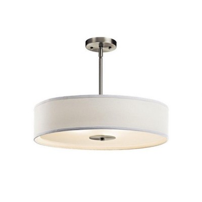 Transitional 20" Black and White Drum Pendant with Nickel Finish
