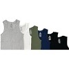 Studio 3 Men's 100% Cotton 6 Pack Ribbed Slim Fit Muscle Tank Tops - 2 of 2