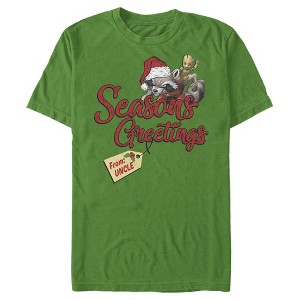 Men's Marvel Christmas Rocket & Groot Uncle Greetings T-Shirt - 1 of 4