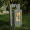 LuxenHome Patina Stone Gray Cement Double Column Outdoor Fountain with LED Lights - 2 of 4