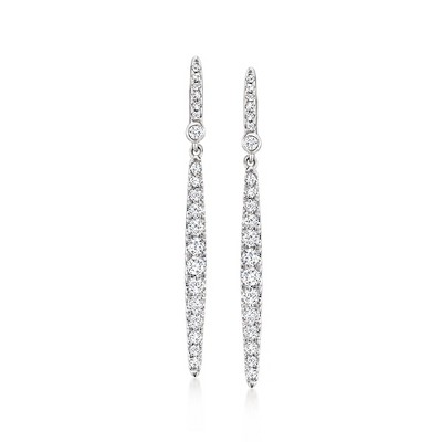 Ross-Simons 0.78 ct. t.w. Diamond Drop Earrings in Sterling Silver