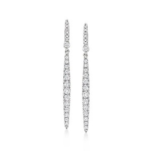 Ross-Simons 0.78 ct. t.w. Diamond Drop Earrings in Sterling Silver - 1 of 4