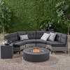 Christopher Knight Home Navagio Outdoor Wicker 4 Seater Half Round Sofa Set with Fire Pit - 2 of 4