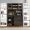 70" Tall Farmhouse Coffee Bar Cabinet with Hutch, Wine Rack, Sliding Barn Doors, Buffet Sideboard - 3 of 4