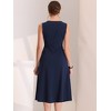 Allegra K Women's Striped Crew Neck Sleeveless A-Line Midi Work Office Dress - 4 of 4