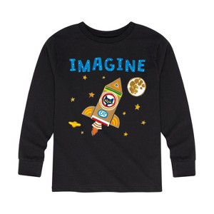 Boys' - Pete The Cat - Imagine Space Rocket Long Sleeve Graphic T-Shirt - 1 of 4
