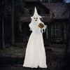 Outsunny 74" Life Size Outdoor Halloween Decorations White Witch Holding Pumpkin Head, Standing Skeleton Ghost Animated Prop Décor - 3 of 4