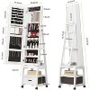 360°Swivel Jewelry Armoire, Lockable Standing Jewelry Organizer with Mirror, Drawers and Wheels, Jewelry Armoire with Collapsible Makeup Stand - 2 of 4