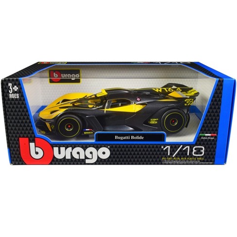 Bugatti Bolide Yellow and Carbon Gray 1 18 Diecast Model Car by Bburago