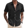 COOFANDY Mens Linen Casual Short Sleeve Shirt Button Down Summer Beach Shirts - 3 of 4