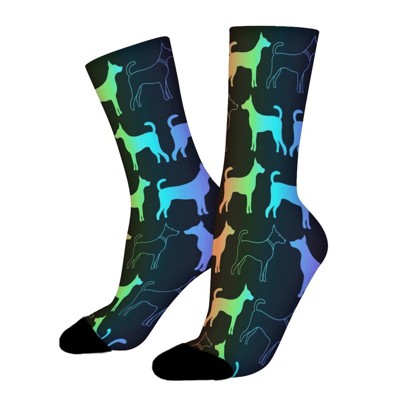 Bright Spectrum Dog Women Printed Crew Socks Funny Funky Socks Soft Polyester Novelty Gifts for Artists Men