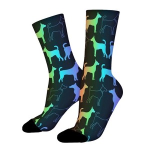 Bright Spectrum Dog Women Printed Crew Socks Funny Funky Socks Soft Polyester Novelty Gifts for Artists Men - 1 of 1