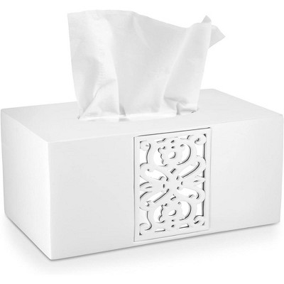 Creative Scents Mirror Janette Rectangle White Tissue Box Cover