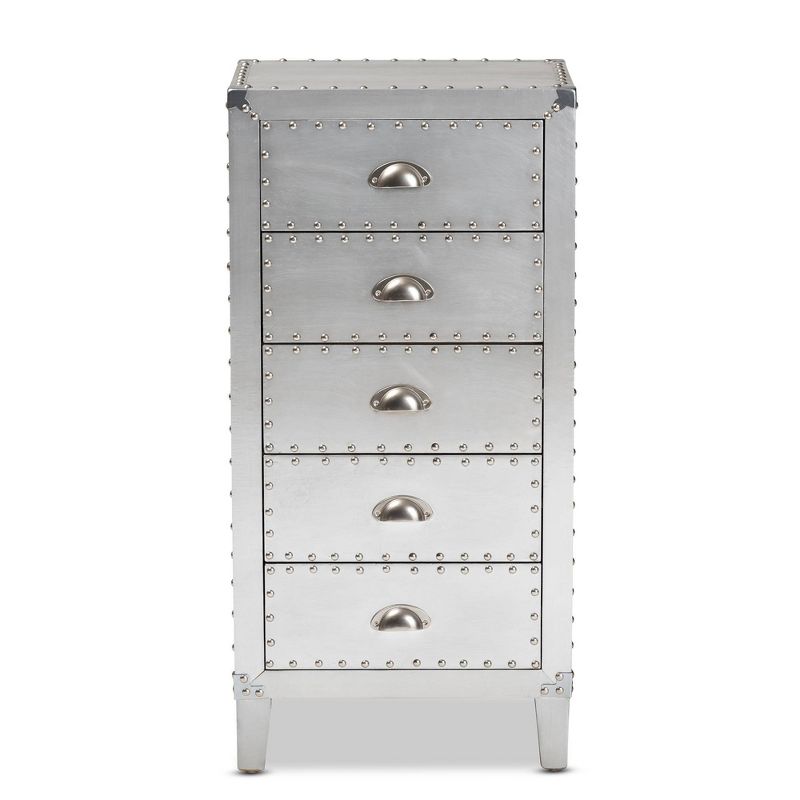 Carrel Metal 5 Drawer Accent Chest Silver - Baxton Studio, 4 of 11