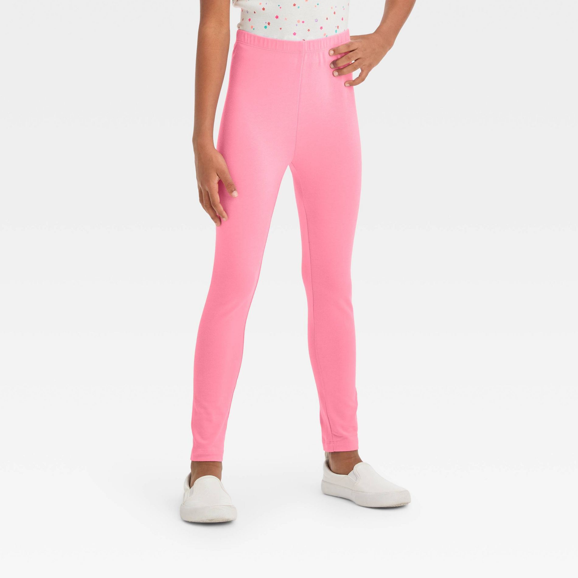 Girls' Leggings Pants - Cat & Jack™ Pink L: High Rise, Skinny Leg, Jersey Fabric