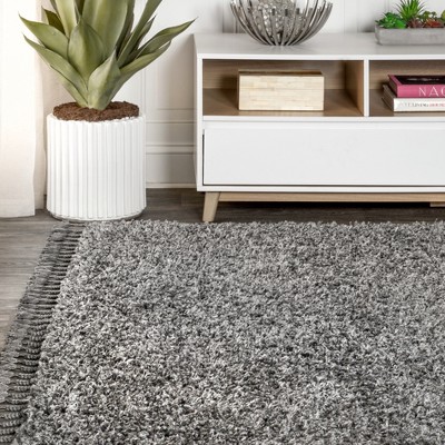 Charcoal 4' x 6' Reversible Shag Synthetic Area Rug