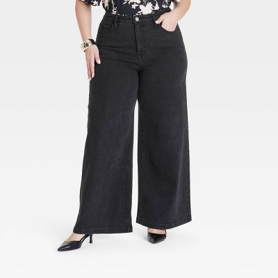 Women's High-Rise Wide Leg Jeans - Ava & Viv™ Black 17