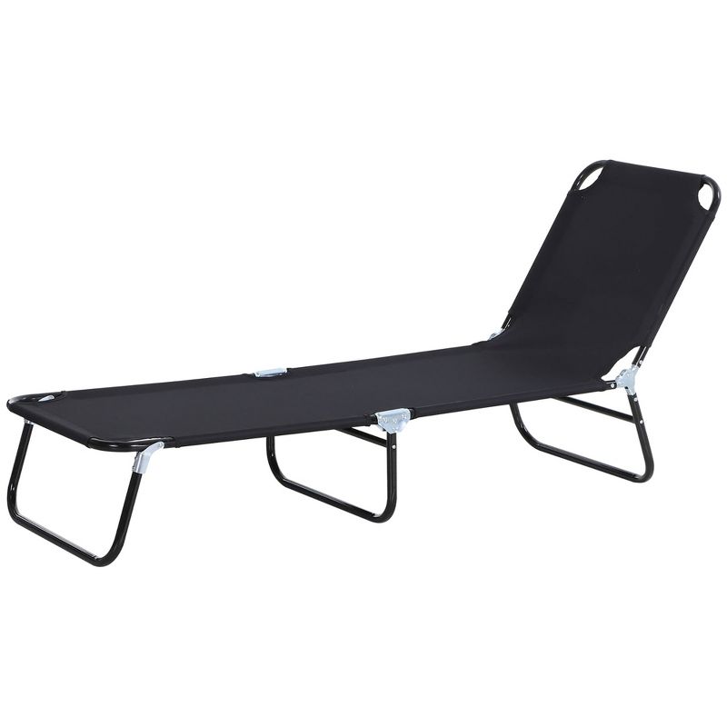 Outsunny Portable Outdoor Sun Lounger, Lightweight Folding Chaise Lounge Chair w/ 5-Position Adjustable Backrest for Beach, Poolside and Patio, 4 of 9