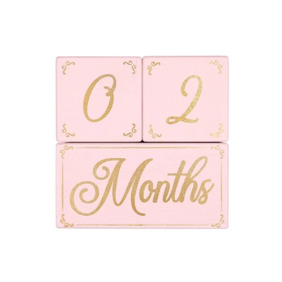The Peanutshell Milestone Blocks Traditional Girl - Pink/Gold