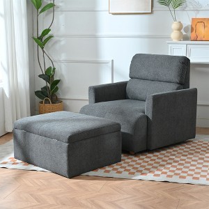 PAGED Modern Accent Chair, PU Leather Arm Chair with High Backrest, Living Room Reading Chair for Bedroom - 1 of 4
