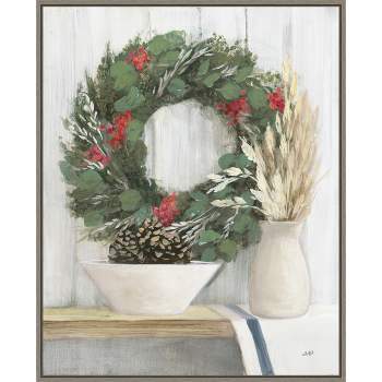 Amanti Art Natural Christmas I Blue by Julia Purinton Canvas Wall Art Print Framed 23-in. W x 28-in. H.