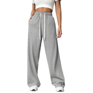 Garvee Womens Wide Leg Sweatpants Casual High Waisted Drawstring Baggy Lounge Sweat Pants with Pockets - 1 of 4
